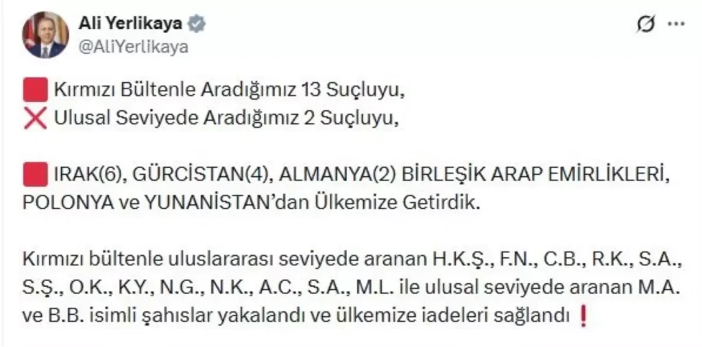Firari Suçlular 6 Ülkede Yakalandı, Türkiye’ye İadeleri Sağlandı