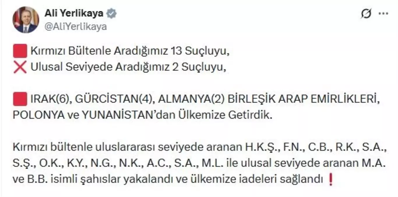 Firari Suçlular 6 Ülkede Yakalandı, Türkiye’ye İadeleri Sağlandı