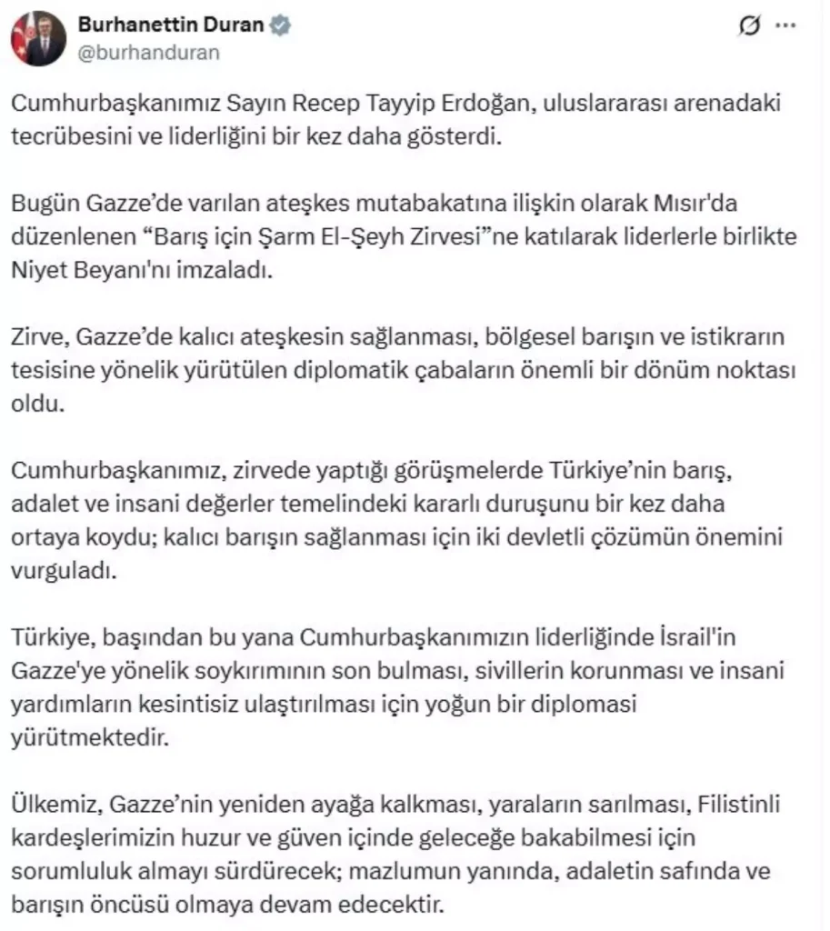 Türkiye’nin Diplomatik Çabaları Gazze’de Barışı Hedefliyor