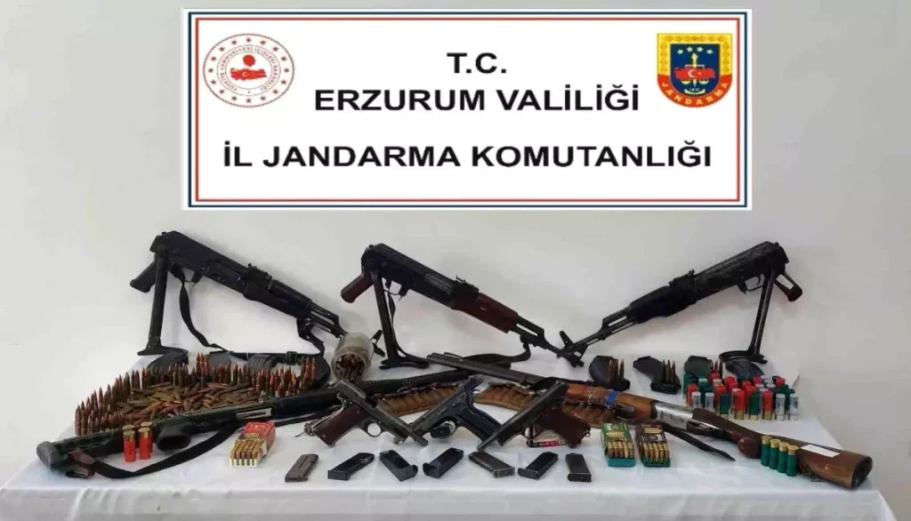 Erzurum’da Jandarma Operasyonu: Çok Sayıda Silah Ele Geçirildi