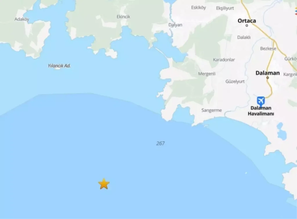 Muğla Ortaca Açıklarında 4.5 Büyüklüğünde Deprem