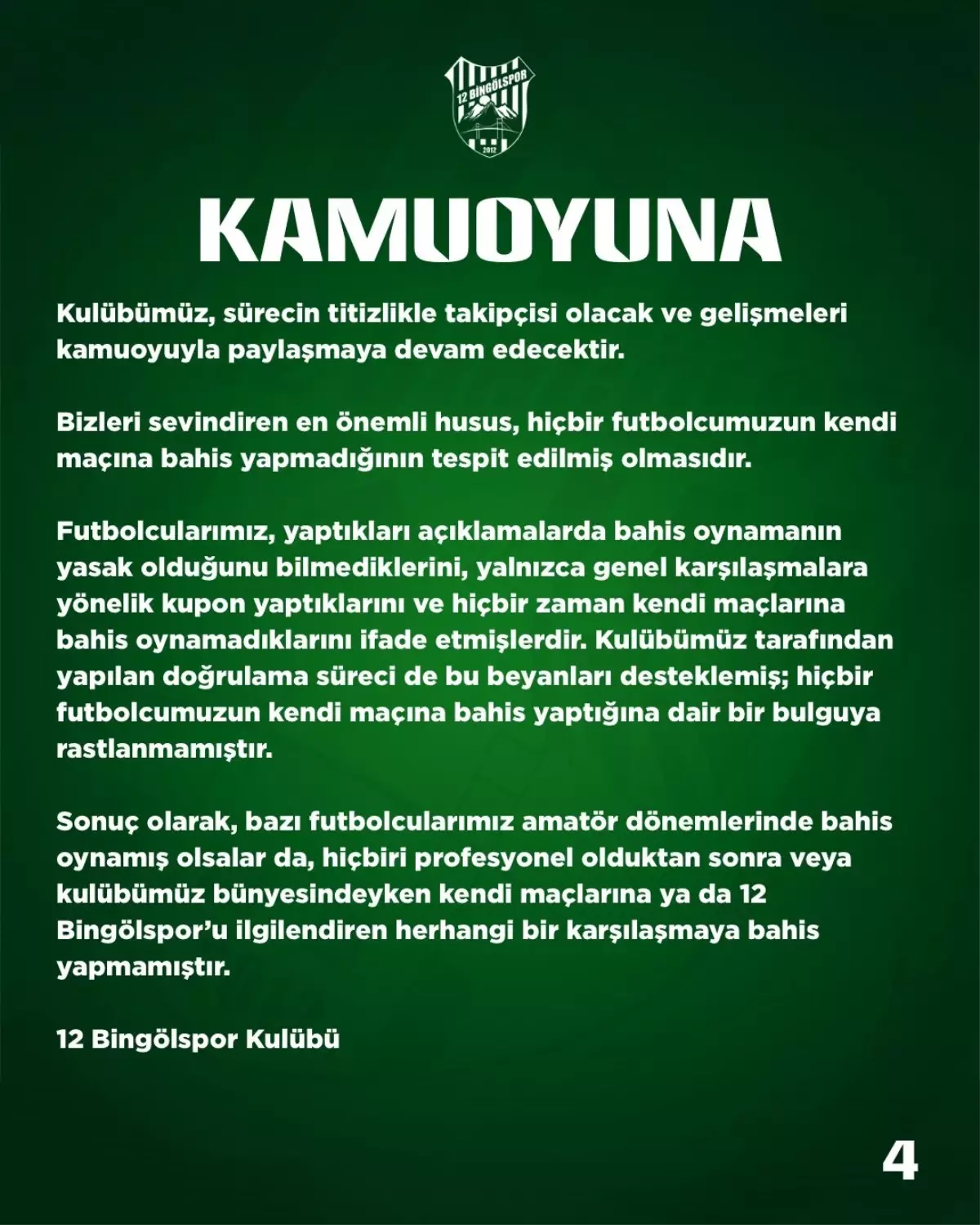 Bingölspor’da Bahis Soruşturması Sonucu: 15 Futbolcu Masum Belli