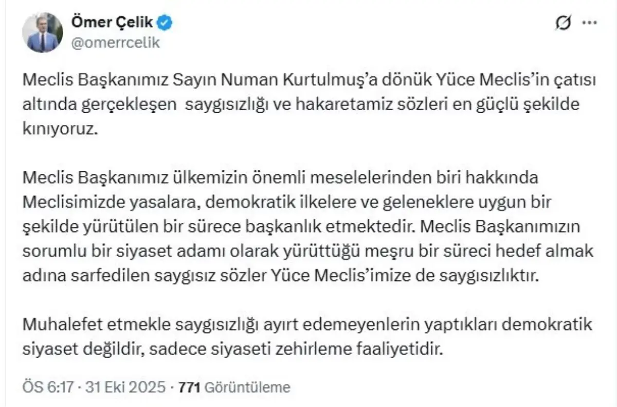 Çelik’ten Meclis’e Saygısızlığa Kesin Tepki