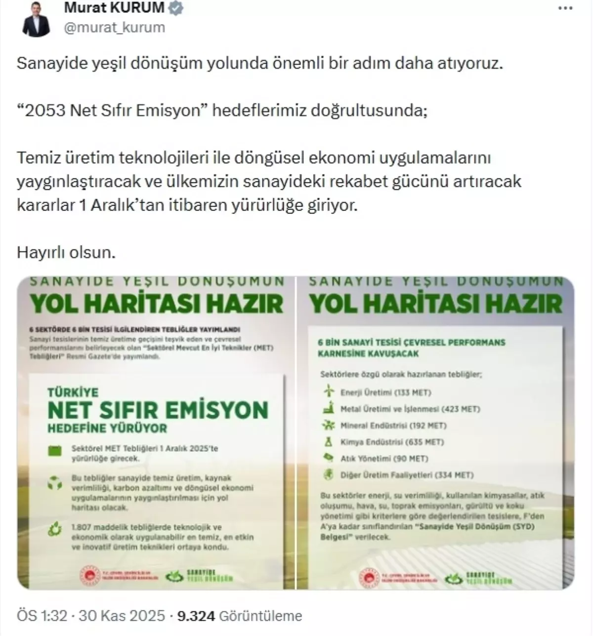 Sanayide Yeşil Dönüşüm Başlıyor