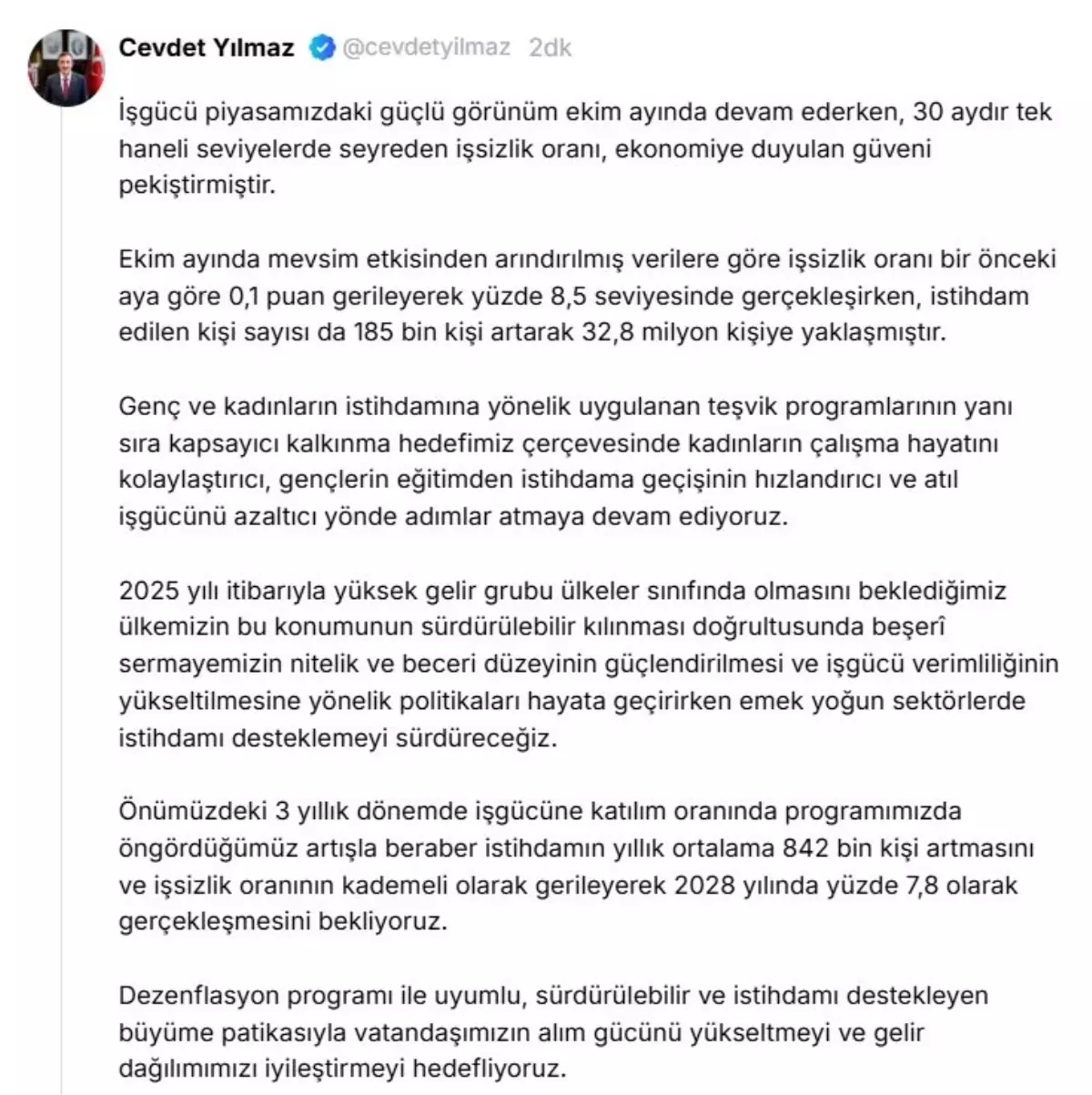 ⚡️ İşsizlik Oranı Ekim’de Yüzde 8,5! ⚡️