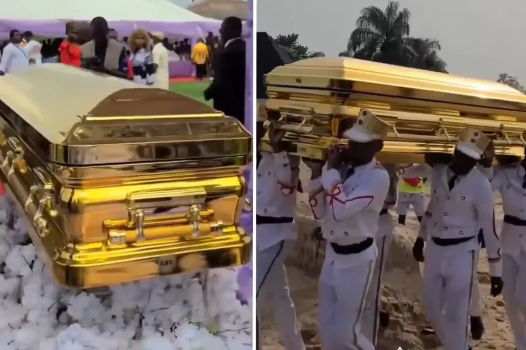 104 Yaşındaki Annesi Altın Kaplama Tabutta Defnedildi: Nijerya’da Görkemli Veda