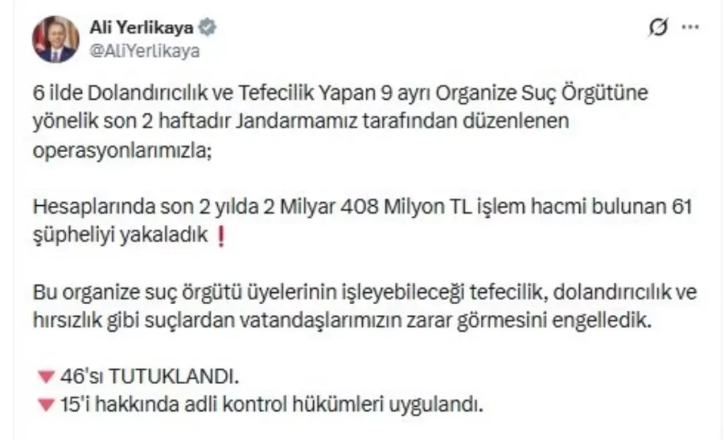 9 Suç Örgütüne Operasyon: 61 Gözaltı