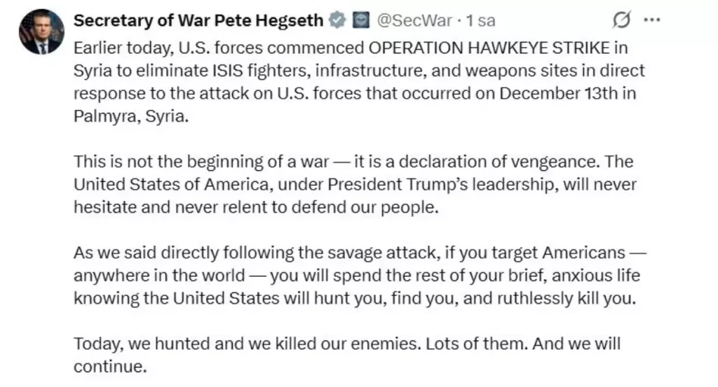 Trump’tan DEAŞ’a Misilleme Açıklaması