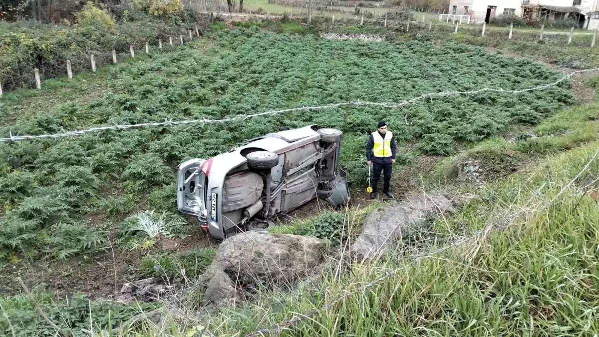 Bafra’da Otomobil Tarlaya Devrildi, Şans Eseri Sürücü Yara Almadan Kurtuldu