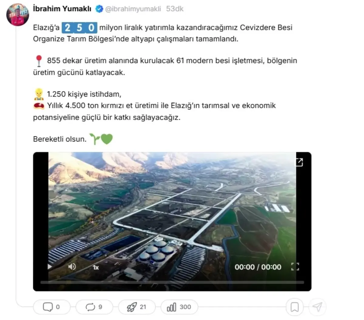 Elazığ’a 250 Milyonluk Tarım Yatırımı