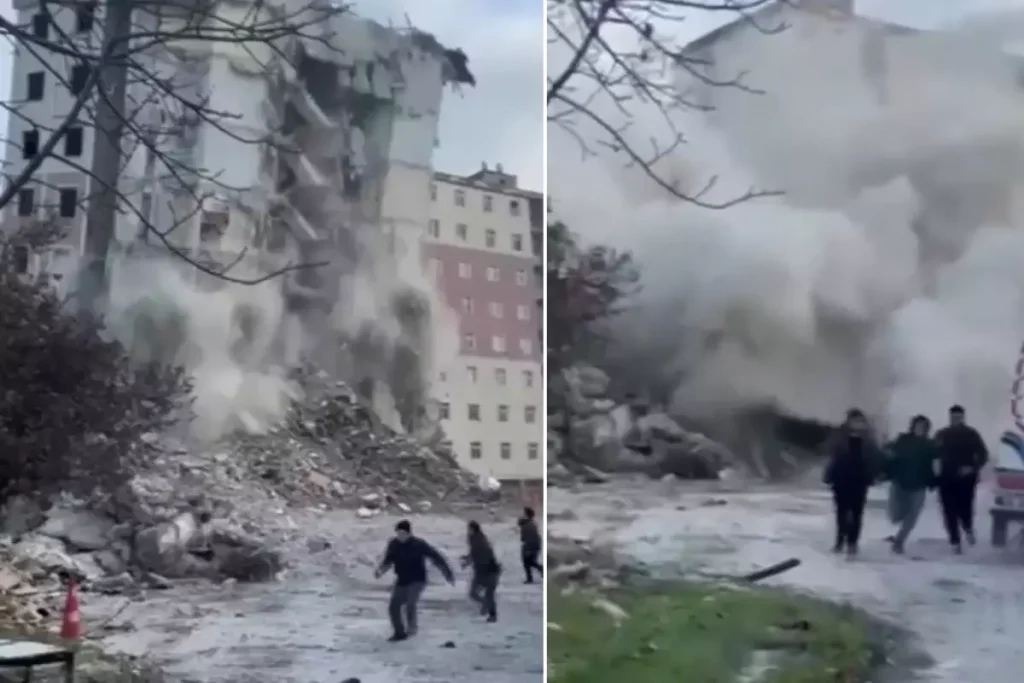 10 katlı bina “kontrollü” şekilde yıkıldı, çocuklar son anda kurtuldu