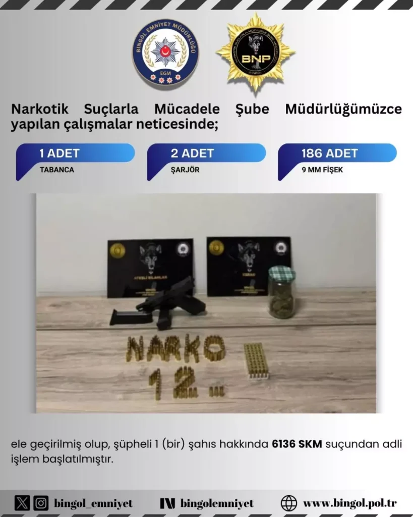 Bingöl’de 1 Tabanca Ele Geçirildi