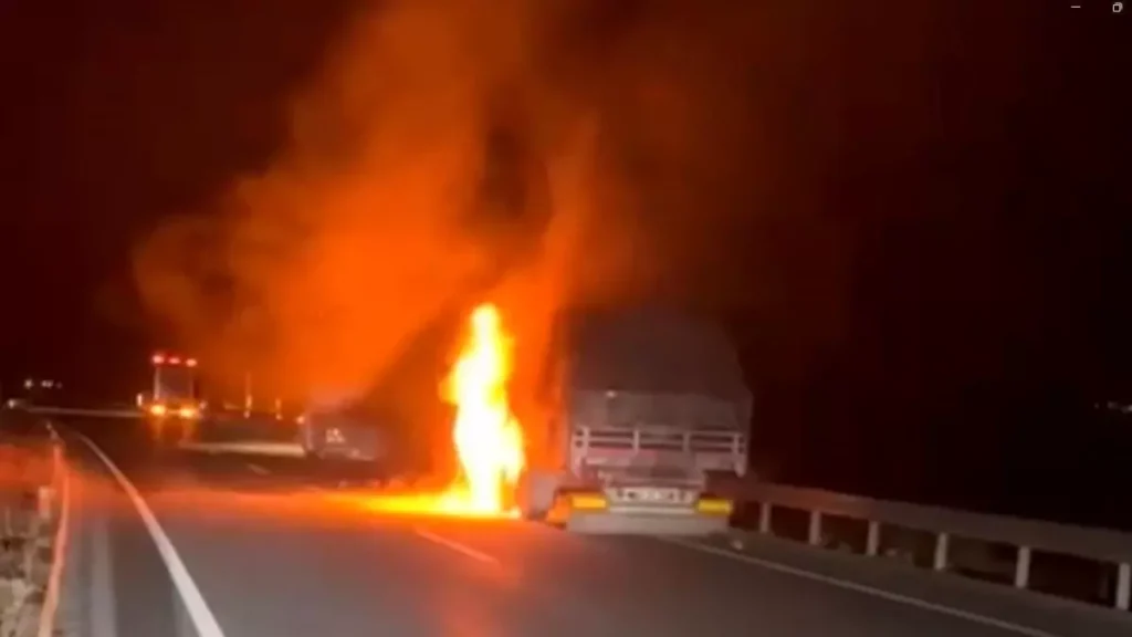 Erzincan’da TIR Yangını Paniği