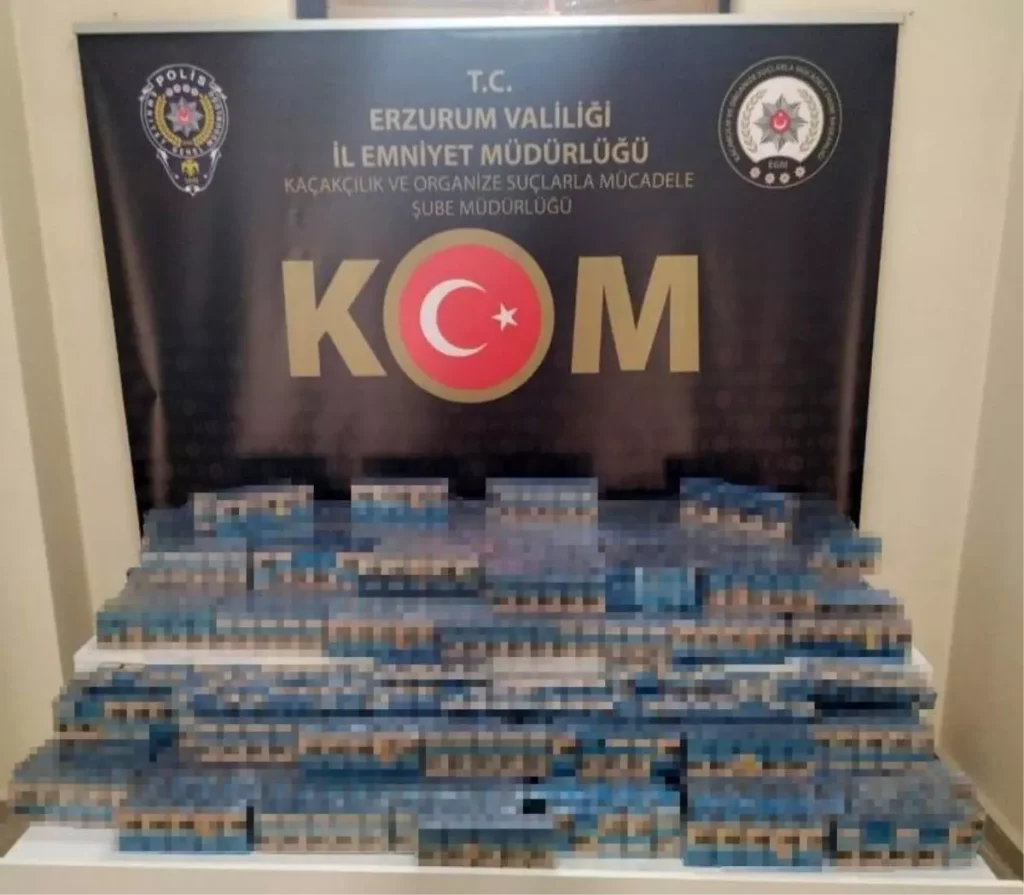 Erzurum’da Gümrük Kaçağı Sigara Operasyonu