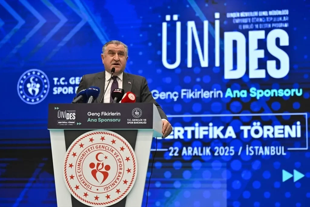 Gençlik ve Spor Bakanı Osman Aşkın Bak, ÜNİDES Sertifika Töreninde Gençlerin Projelerini Dinledi