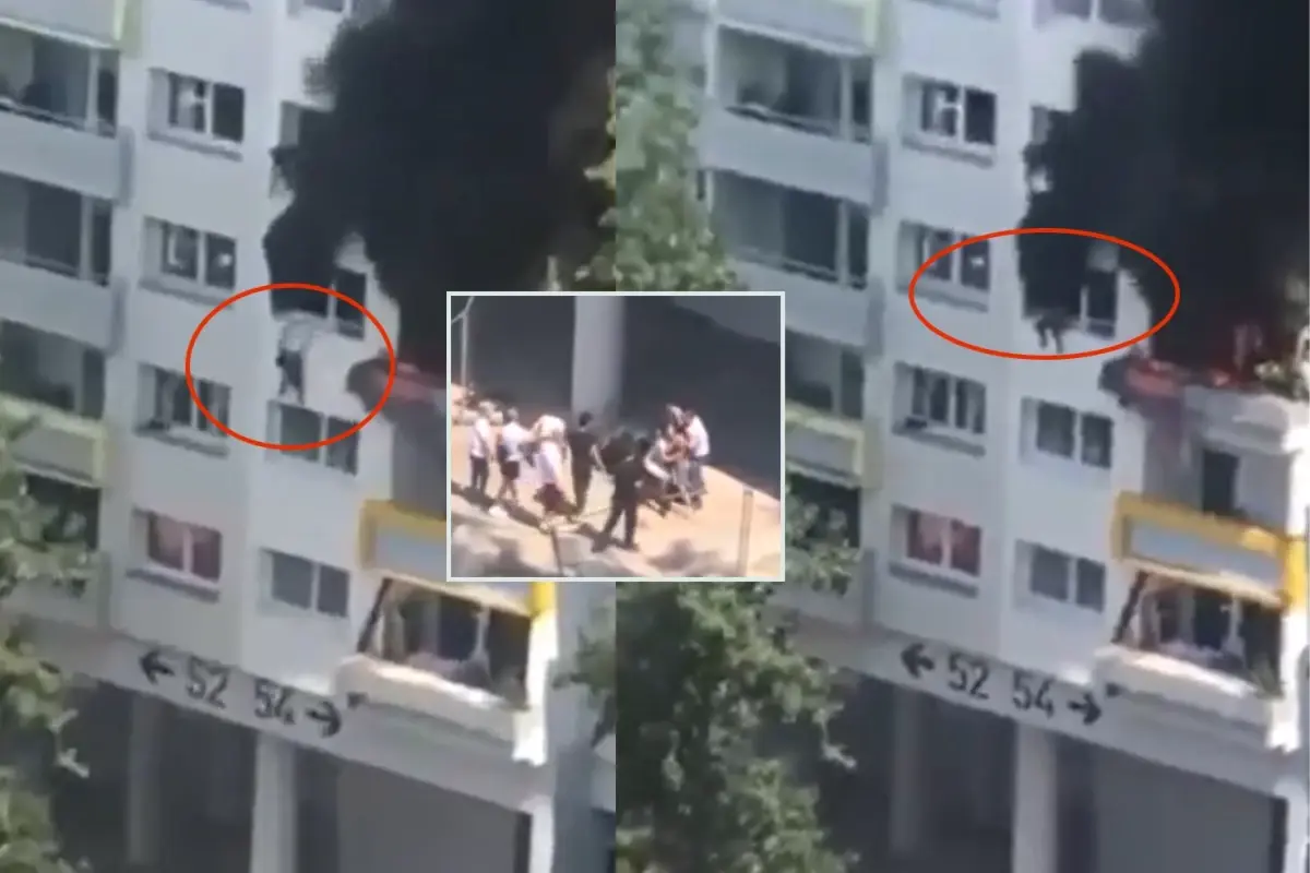 İki kardeş, 9 metre yüksekten atlayarak yangından kurtuldu