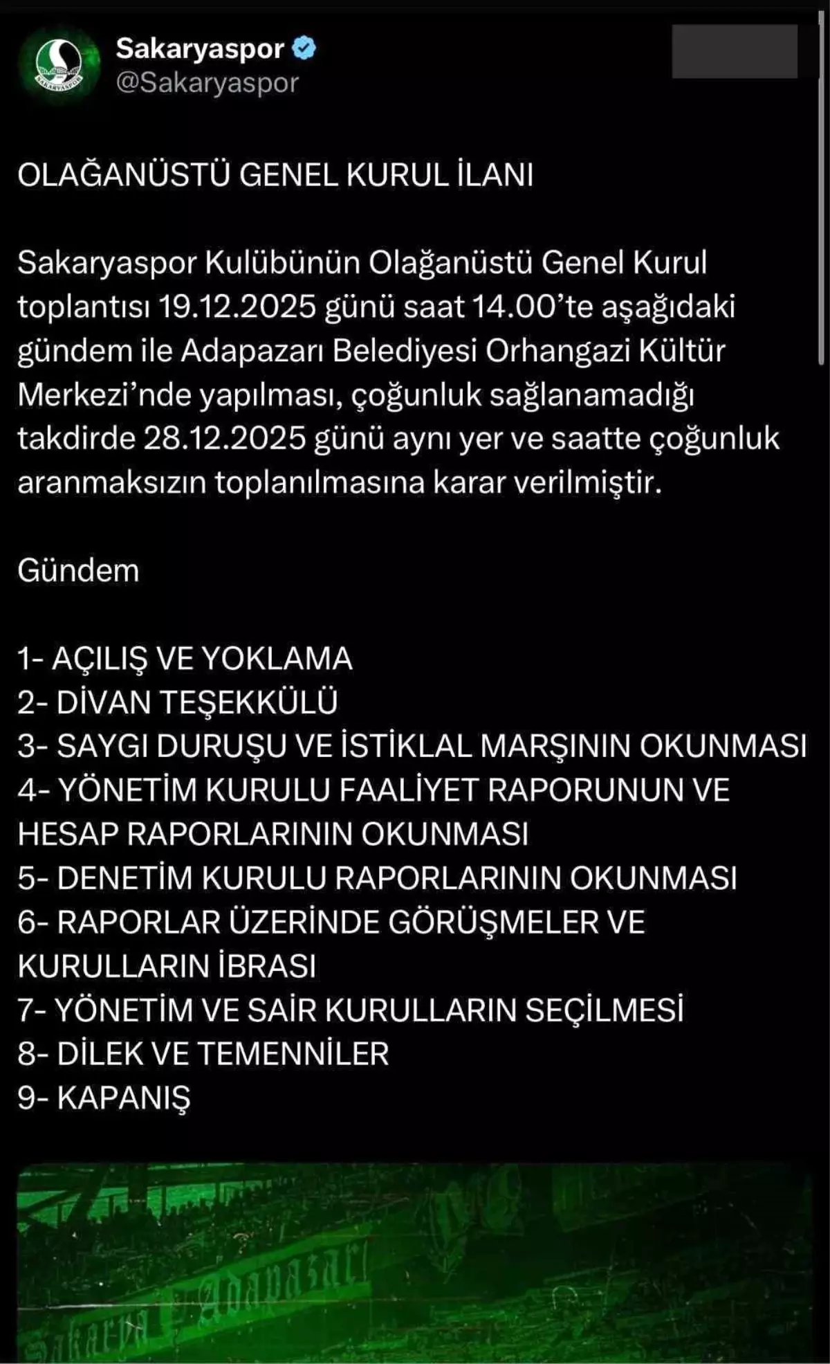 Muhammet Kıratlı’nın İstifası Sonrası Sakaryaspor’da Kongre Süreci Hız Kazandı