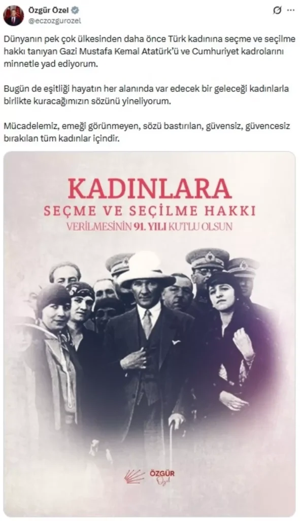 Türk Kadınlarına Seçme Hakkı 91 Yaşında