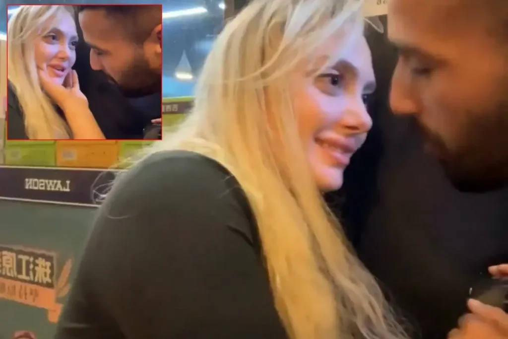 Rus kadının zorla öpülmeye çalışıldığı anlar! Kamera her şeyi kaydetti