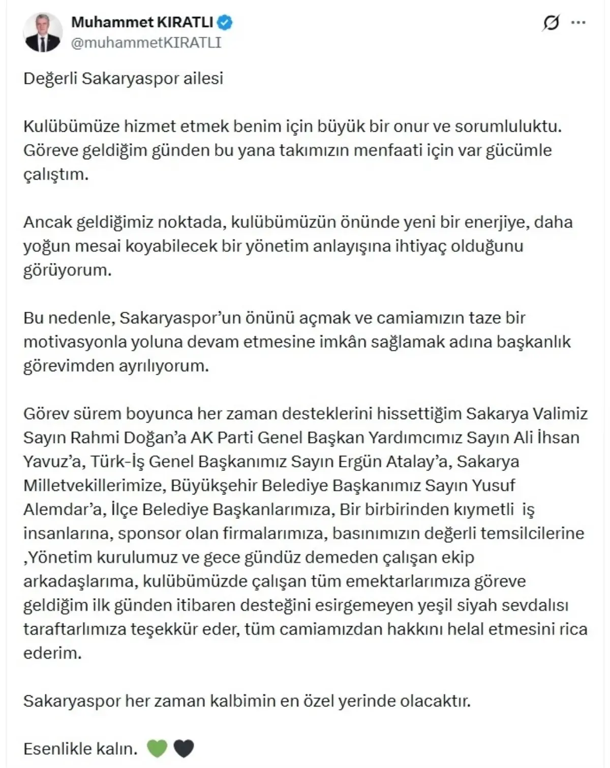 Sakaryaspor Başkanı Muhammet Kıratlı Ağır Yenilgiden Sonra İstifa Etti!