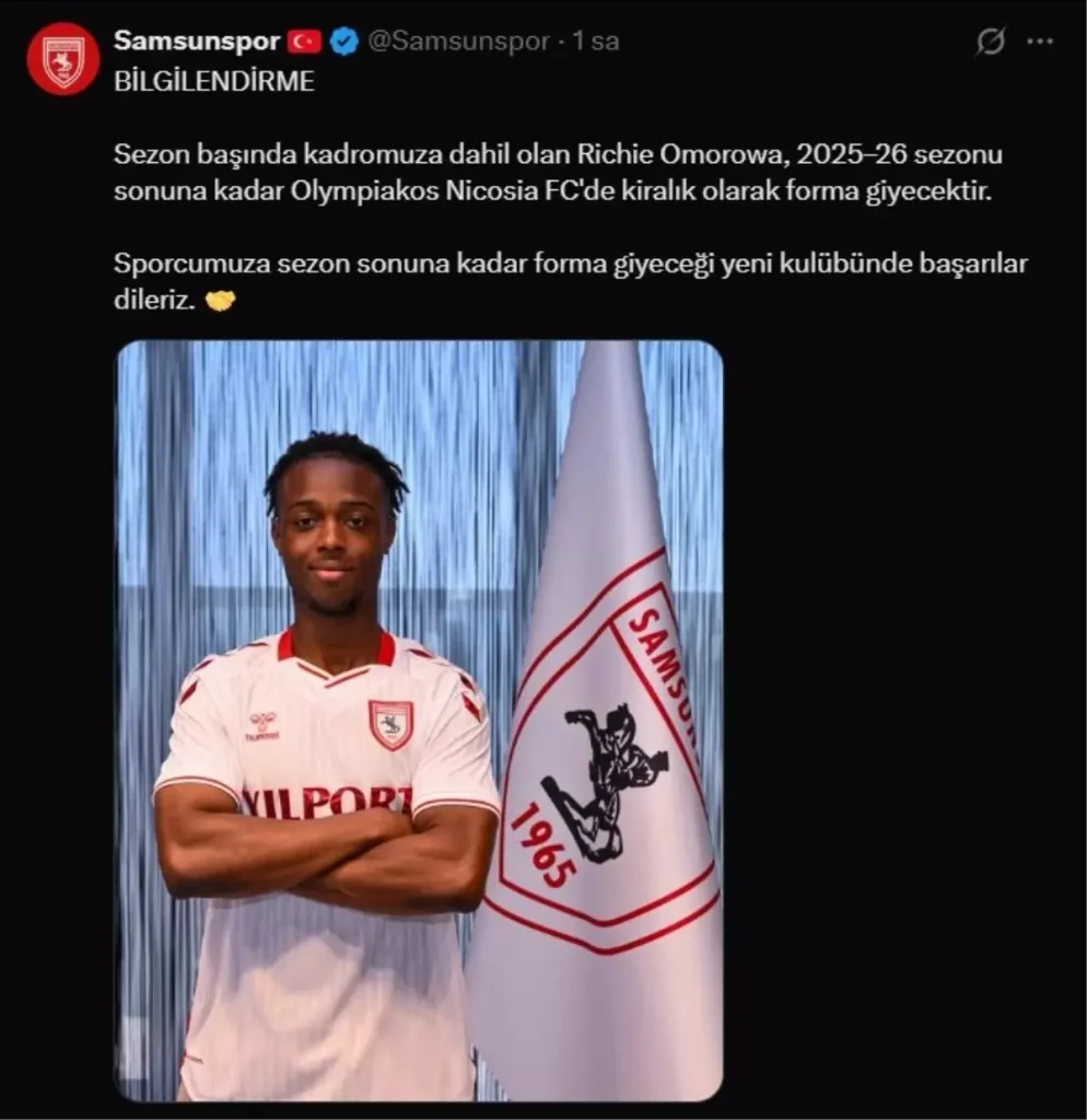 Samsunspor’dan Kiralık Transfer