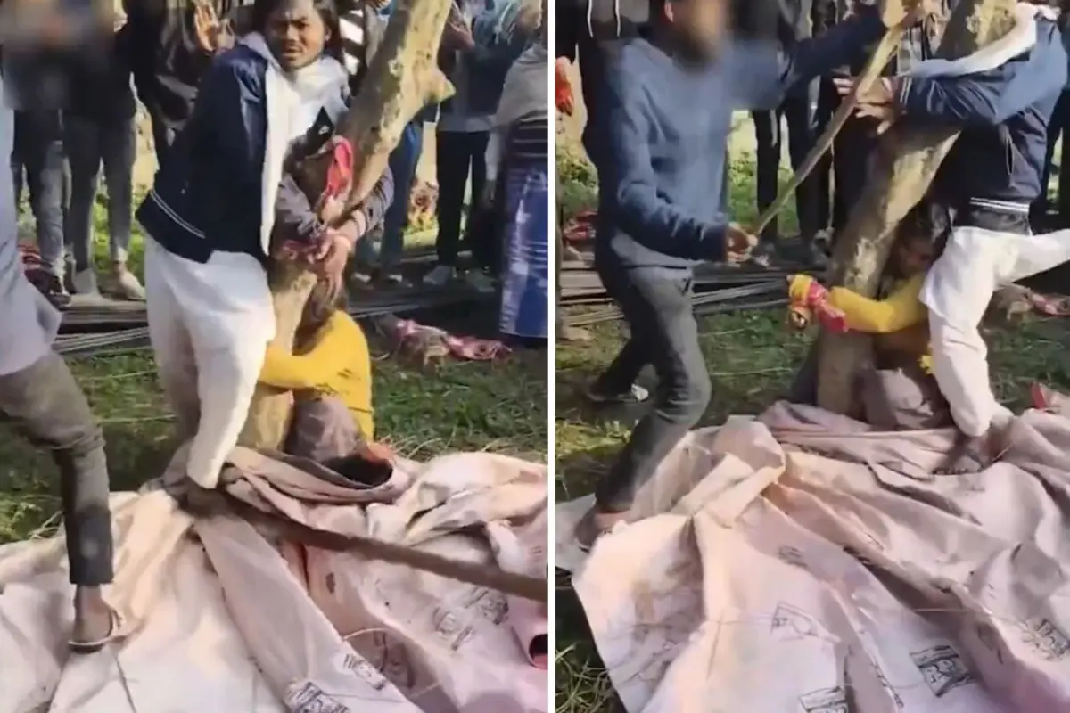 İnfial Yaratan Görüntü! Evli Kadınla Uygunsuz Yakalanan Din Adamını Ağaca Bağlayan Köylüler