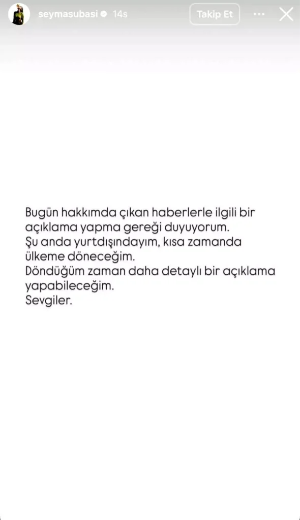 Şeyma Subaşı Hakkında Yakalama Kararı