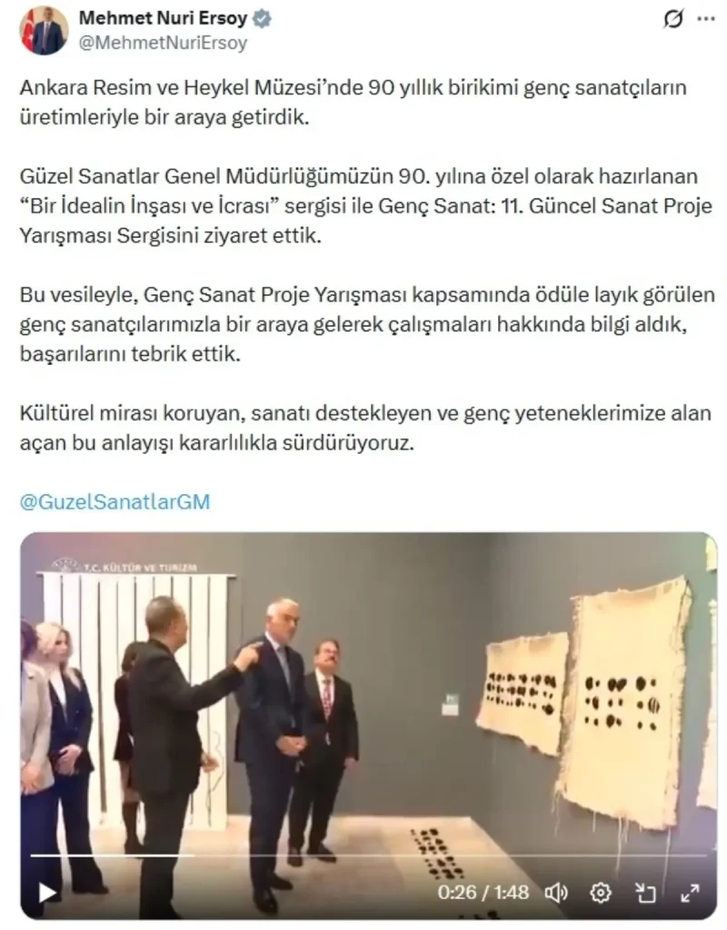 Kültür Bakanı Mehmet Nuri Ersoy, Ankara Resim ve Heykel Müzesi’nde Genç Sanat Sergilerini Ziyaret Etti