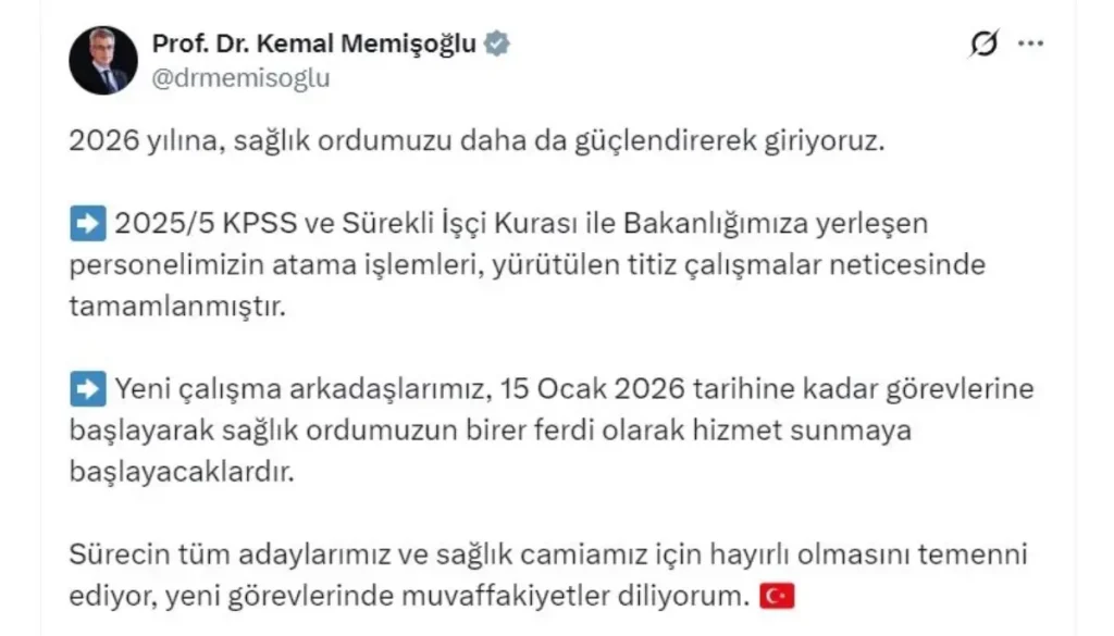 Sağlık Bakanlığı’nda Atama Süreci Tamamlandı