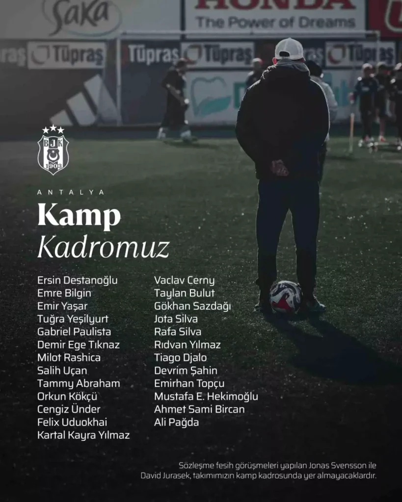 Beşiktaş’ın Antalya Kamp Kadrosu Belli Oldu